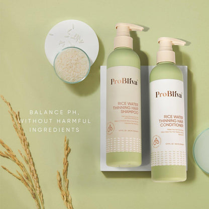 ProBliva Reiswasser Shampoo & Conditioner Set – Anti-Haarausfall, Haardichte & Wachstum (Reis Shampoo und Conditioner (Grün), 2 x 260 ml)