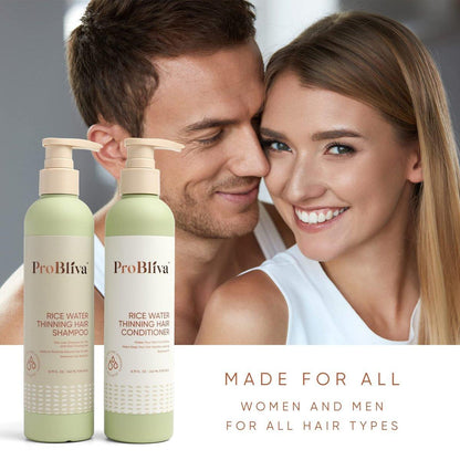 ProBliva Reiswasser Shampoo & Conditioner Set – Anti-Haarausfall, Haardichte & Wachstum (Reis Shampoo und Conditioner (Grün), 2 x 260 ml)