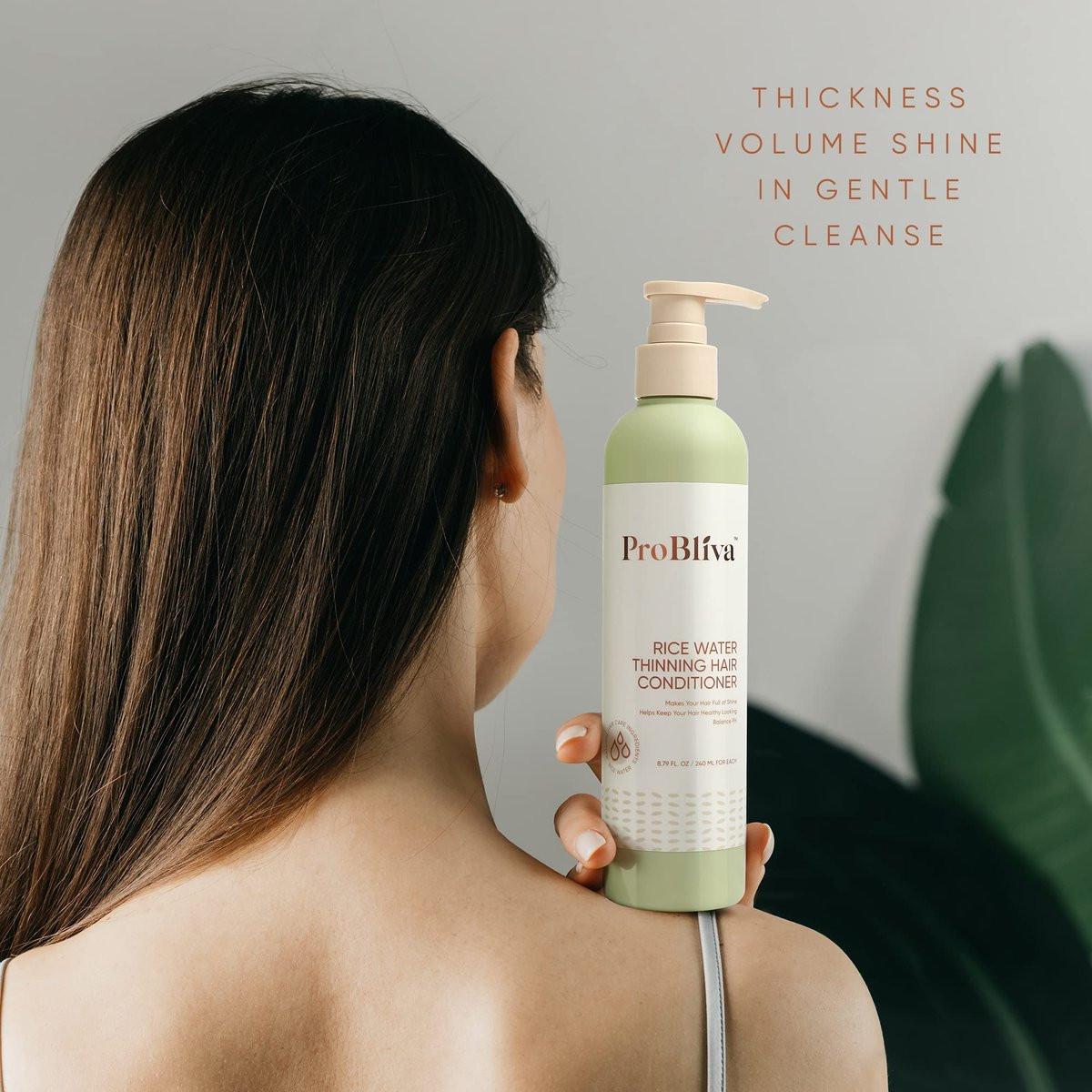 ProBliva Reiswasser Shampoo & Conditioner Set – Anti-Haarausfall, Haardichte & Wachstum (Reis Shampoo und Conditioner (Grün), 2 x 260 ml)