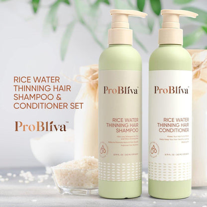 ProBliva Reiswasser Shampoo & Conditioner Set – Anti-Haarausfall, Haardichte & Wachstum (Reis Shampoo und Conditioner (Grün), 2 x 260 ml)