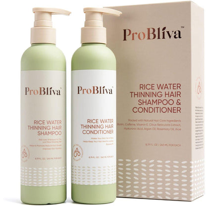 ProBliva Reiswasser Shampoo & Conditioner Set – Anti-Haarausfall, Haardichte & Wachstum (Reis Shampoo und Conditioner (Grün), 2 x 260 ml)