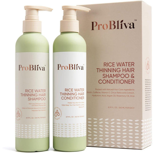 ProBliva Reiswasser Shampoo & Conditioner Set – Anti-Haarausfall, Haardichte & Wachstum (Reis Shampoo und Conditioner (Grün), 2 x 260 ml)