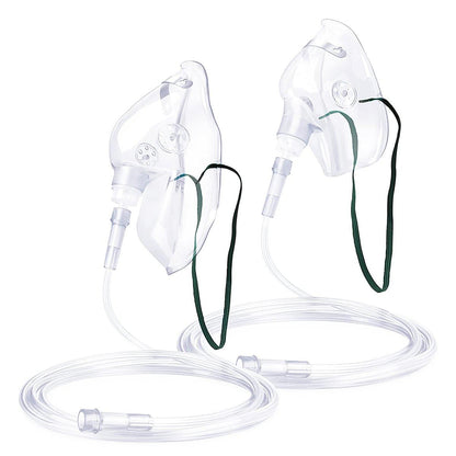 ANSNF 2er-Pack Sauerstoffmaske für Erwachsene mit 2 m Schlauch und verstellbarem elastischem Band – Größe M+L (Transparent) – OHNE BECHER