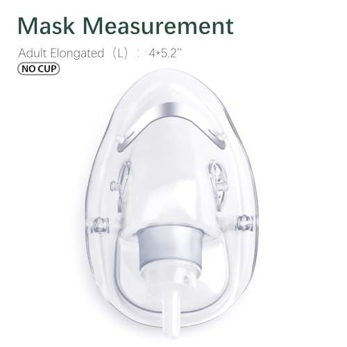 ANSNF 2er-Pack Sauerstoffmaske für Erwachsene mit 2 m Schlauch und verstellbarem elastischem Band – Größe M+L (Transparent) – OHNE BECHER