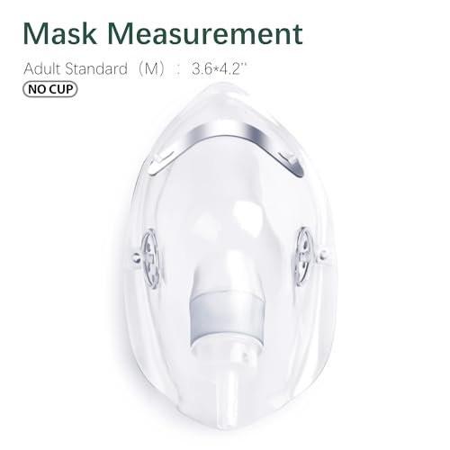 2er-Pack Sauerstoffmaske für Erwachsene mit 2m Schlauch & verstellbarem elastischem Band (Größe M-Klar-2 Stück) - Ohne Becher