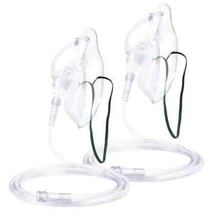 ANSNF 2er-Pack Sauerstoffmaske für Erwachsene mit 2m Schlauch & verstellbarem elastischem Band - Größe L (Transparent) - Ohne Becher