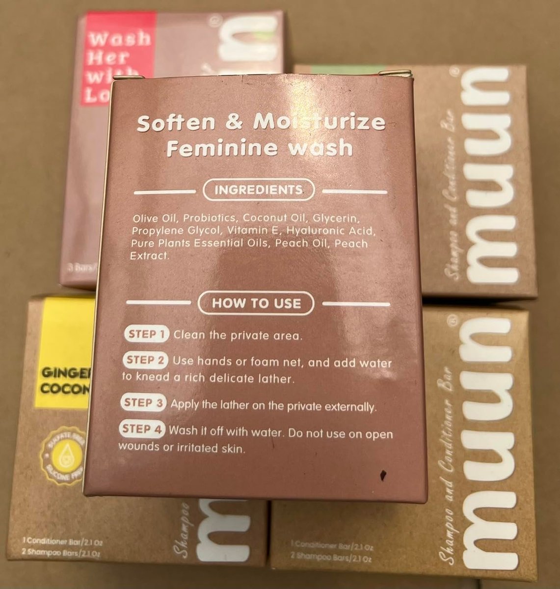 Muun Peach Yoni Seifenbar - Pack mit 3 Stück, pH-Balance mit Probiotika & natürlichen Inhaltsstoffen - Sanfte Reinigungsformel beseitigt Geruch für vaginale Gesundheit - Intimwaschung