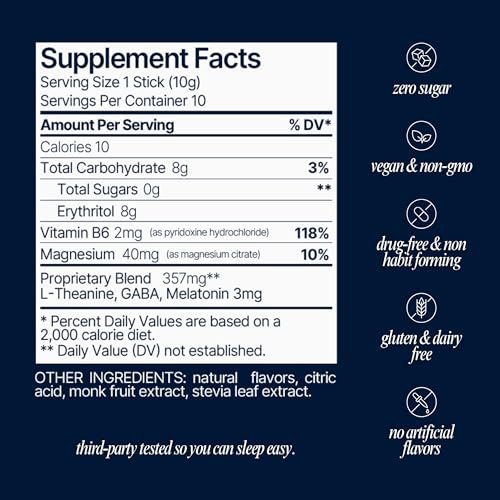 Som Sleep, Erholsamer Schlaf Pulvermischung mit Melatonin, Magnesium, Vitamin B6, L-Theanin & GABA – Vegan, Zuckerfrei, Keto-freundlich – Kirsche, 10er-Pack
