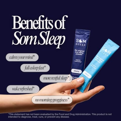 Som Sleep, Erholsamer Schlaf Pulvermischung mit Melatonin, Magnesium, Vitamin B6, L-Theanin & GABA – Vegan, Zuckerfrei, Keto-freundlich – Kirsche, 10er-Pack