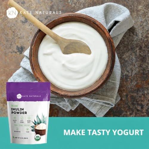 Kate Naturals Inulin Pulver Bio aus blauer Agave (227 g) – Lösliche präbiotische Ballaststoffe für Kaffee, Joghurt & Smoothies