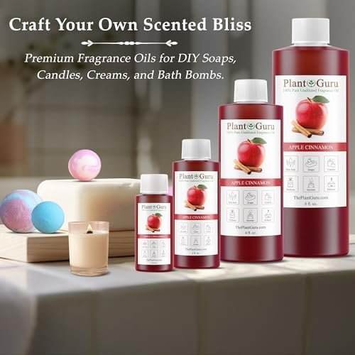 Plant Guru Apple Zimt Duftöl 240 ml – Aromatherapie, Duftöl für DIY Seife, Kerzen, Badebomben, Reed Diffuser