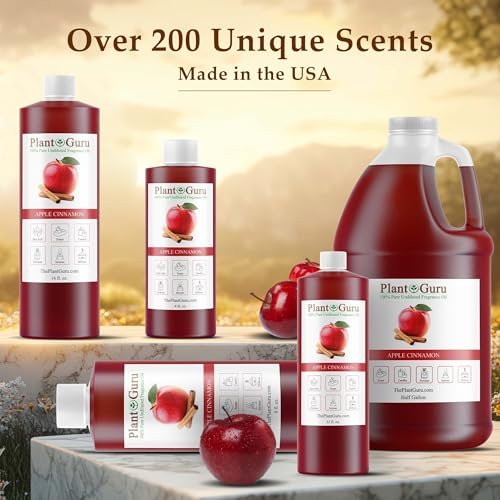 Plant Guru Apple Zimt Duftöl 240 ml – Aromatherapie, Duftöl für DIY Seife, Kerzen, Badebomben, Reed Diffuser