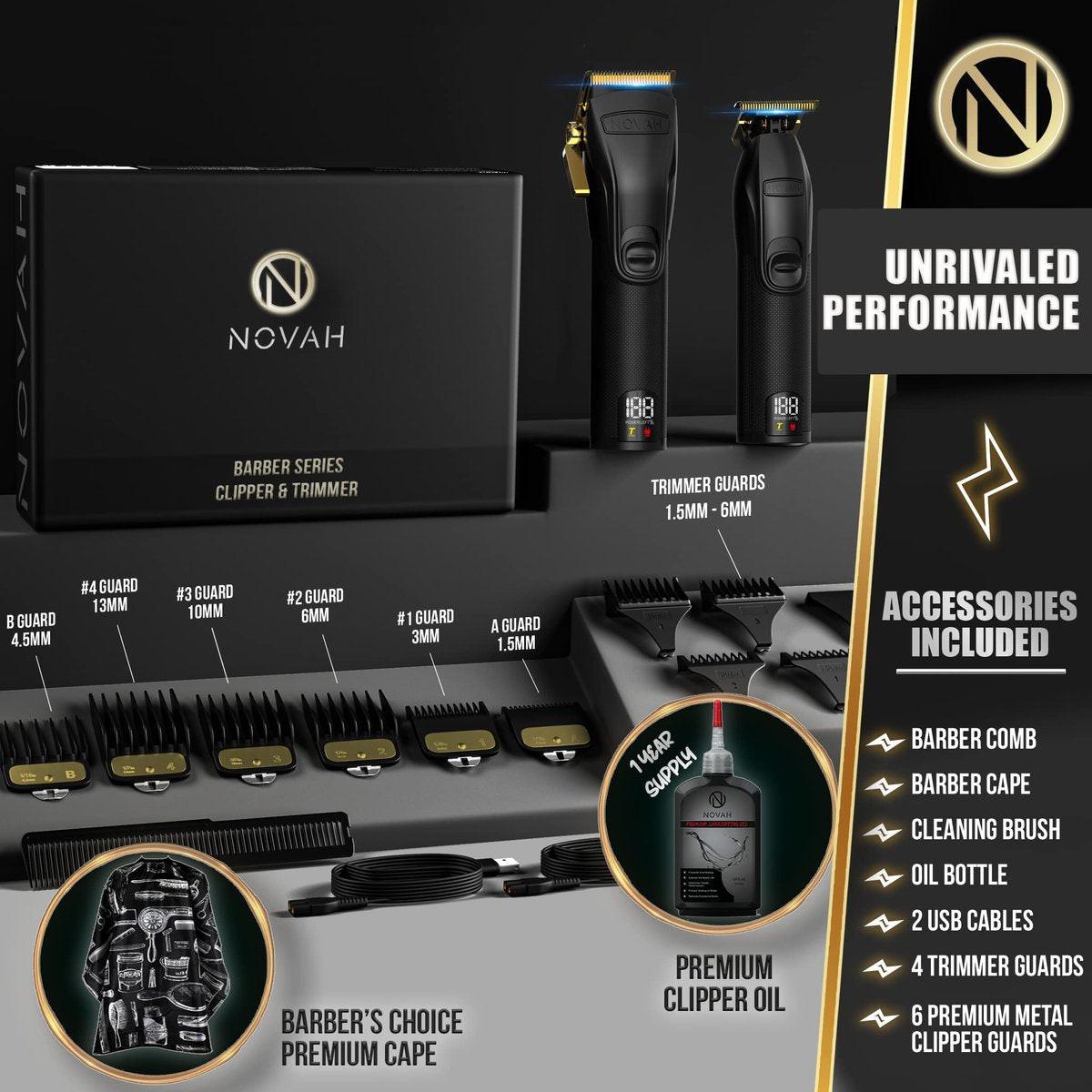 Novah® Professionelle Haarschneidemaschine für Herren - Kabelloser Haarschneider & Trimmer Set - Gold