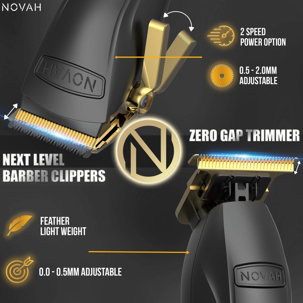 Novah® Professionelle Haarschneidemaschine für Herren - Kabelloser Haarschneider & Trimmer Set - Gold