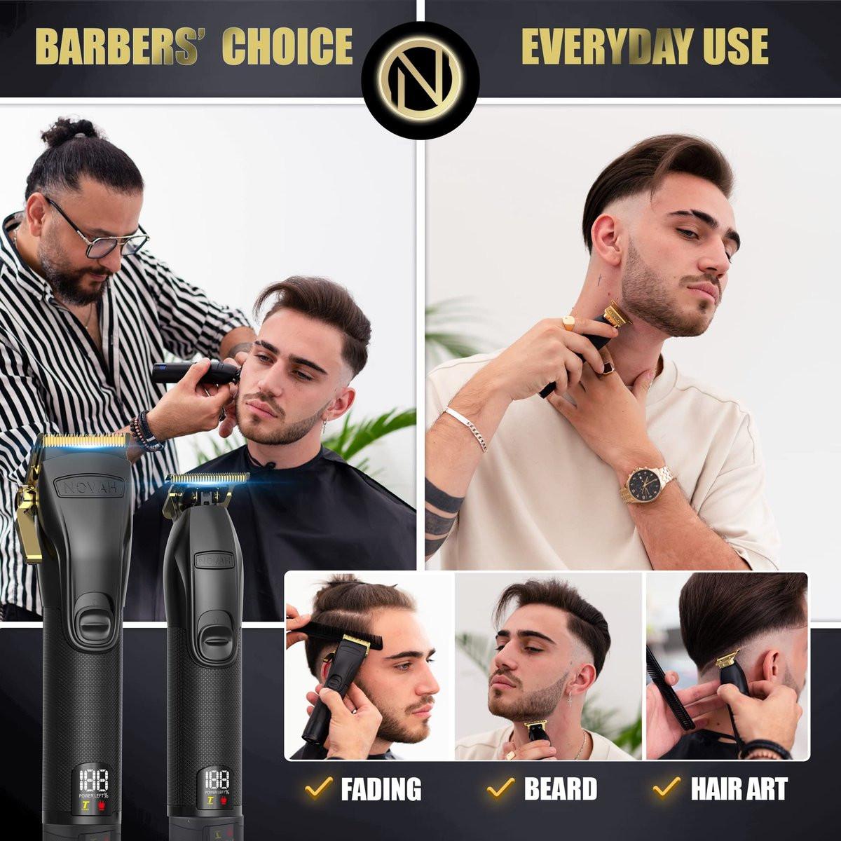 Novah® Professionelle Haarschneidemaschine für Herren - Kabelloser Haarschneider & Trimmer Set - Gold