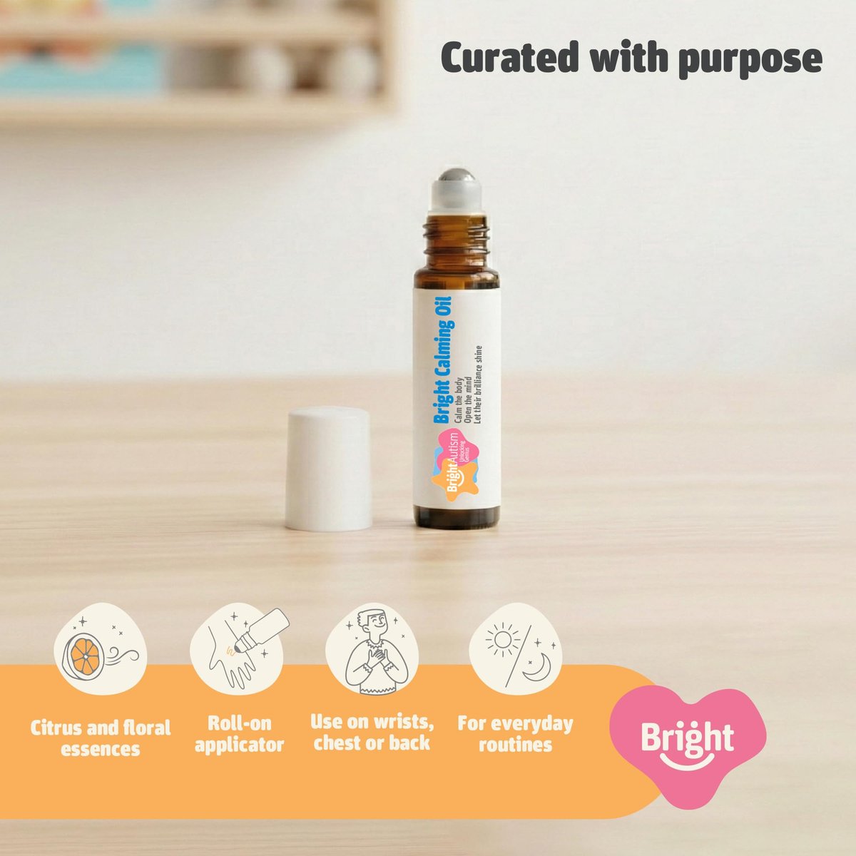 Bright Calming Oil von Bright Autism - Beruhigendes Öl für Kinder zur Stresslinderung - Natürliches Schlafmittel, sanfte organische Roll-On-Mischung 10ml - Perfekt für die Schlafenszeit-Routine Ihres Kindes