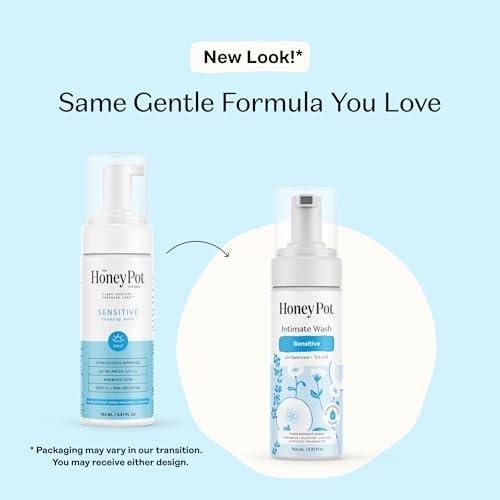 The Honey Pot Company - Sensitive Intimwaschgel - Kräuterinfusion - pH-ausgeglichene, pflanzliche Naturpflege - 163 ml