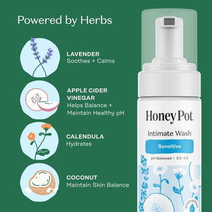 The Honey Pot Company - Sensitive Intimwaschgel - Kräuterinfusion - pH-ausgeglichene, pflanzliche Naturpflege - 163 ml