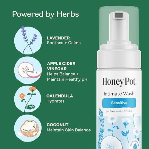 The Honey Pot Company - Sensitive Intimwaschgel - Kräuterinfusion - pH-ausgeglichene, pflanzliche Naturpflege - 163 ml