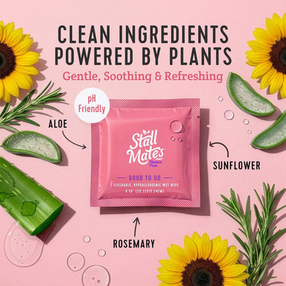 Stall Mates Feminine Fresh - Spültücher, einzeln verpackt, pH-neutral, unparfümiert, mit Sonnenblume, Rosmarin und Aloe (30 einzeln verpackte Feuchttücher)
