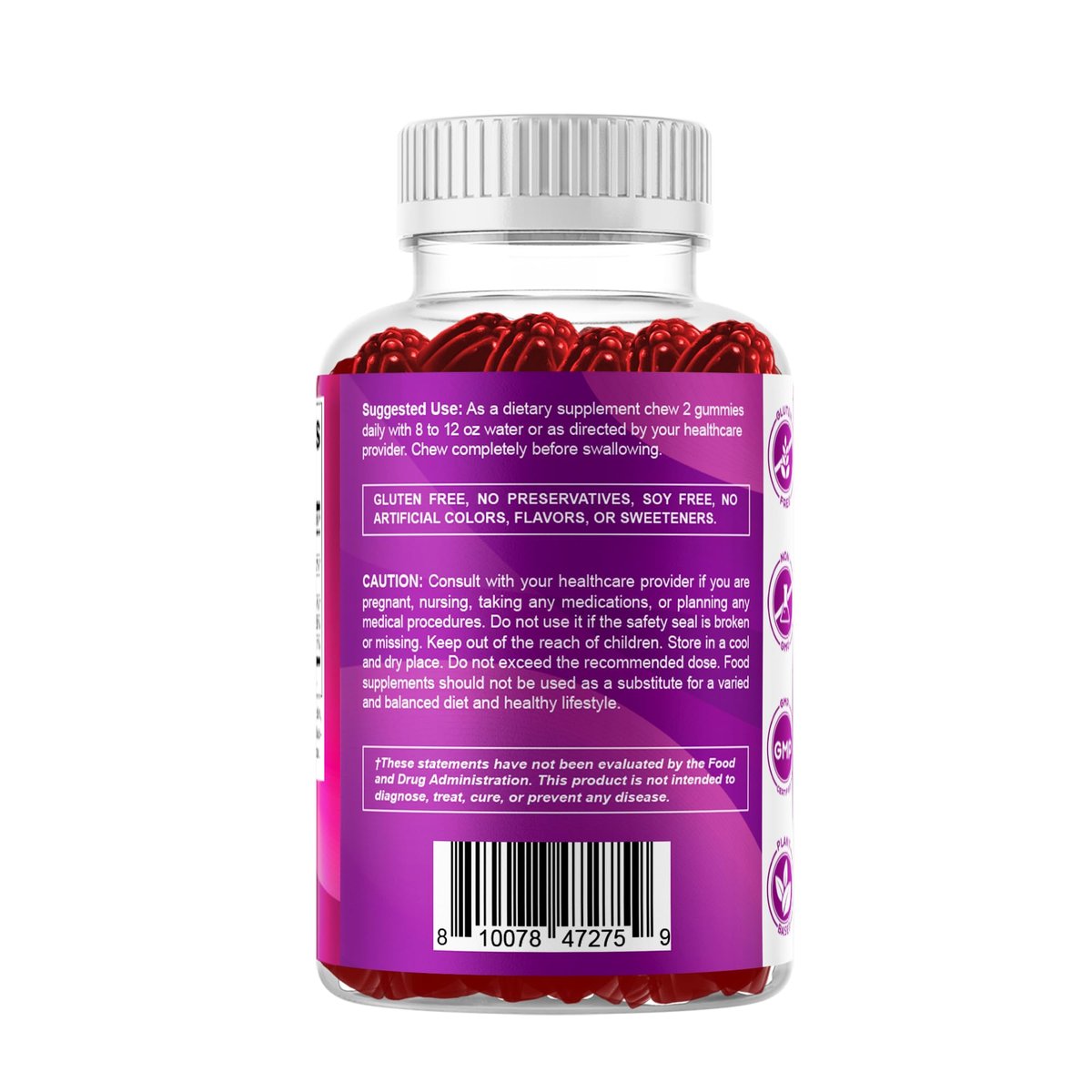 Vitamatic Vitamin B6 100mg Gummis mit Beerengeschmack – 60 vegane Gummis – Unterstützt das Nervensystem