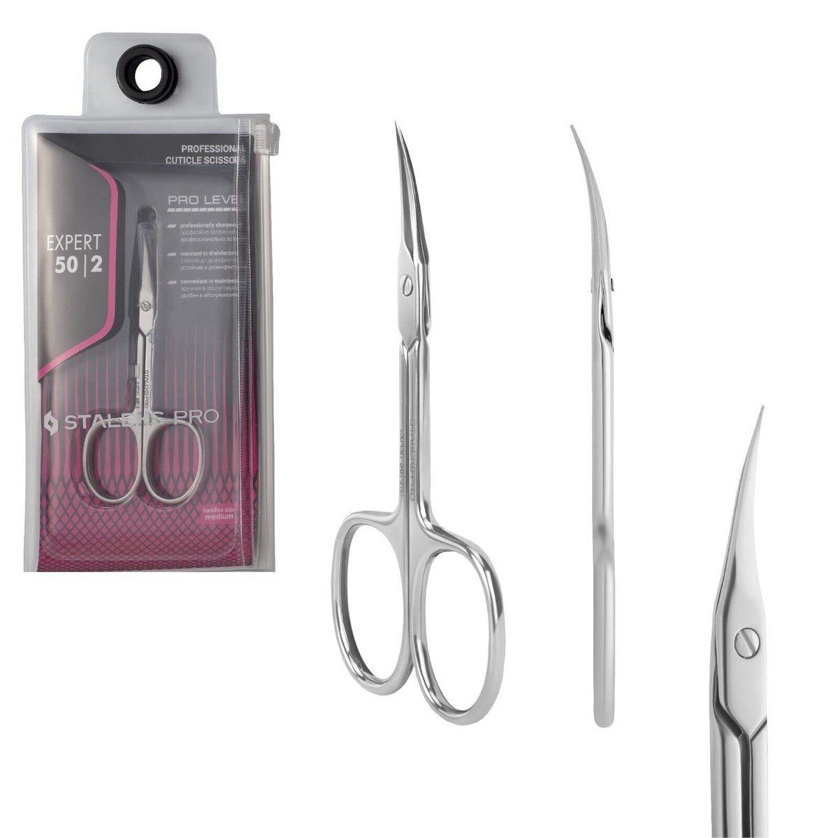 Staleks Pro Expert 50 Nagelhautschere – Edelstahl, extra feine gebogene Klinge für präzises Nagelhautschneiden: Professionelle Maniküreschere SE-50/2