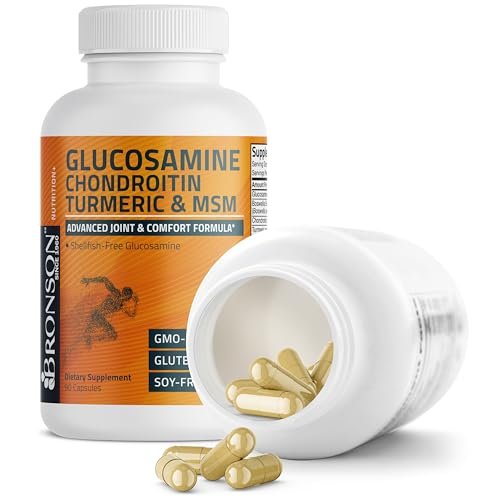 Bronson Glucosamin Chondroitin Curcumin & MSM – Fortschrittliche Gelenk- und Knorpelformel, Unterstützt gesunde Gelenke, Beweglichkeit & Knorpel – Non-GMO, 90 Kapseln