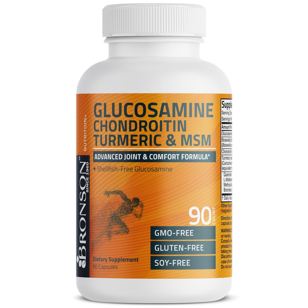Bronson Glucosamin Chondroitin Curcumin & MSM – Fortschrittliche Gelenk- und Knorpelformel, Unterstützt gesunde Gelenke, Beweglichkeit & Knorpel – Non-GMO, 90 Kapseln