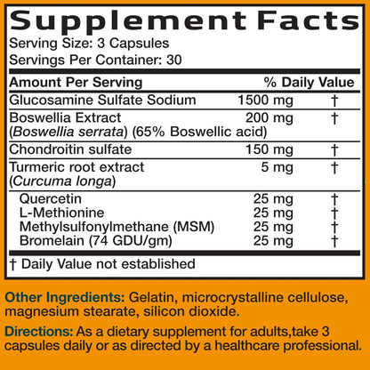 Bronson Glucosamin Chondroitin Curcumin & MSM – Fortschrittliche Gelenk- und Knorpelformel, Unterstützt gesunde Gelenke, Beweglichkeit & Knorpel – Non-GMO, 90 Kapseln