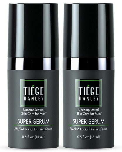 Tiege Hanley Anti-Aging Gesichtsserum für Männer – Super Serum mit Peptiden, Retinylpalmitat und Natriumhyaluronat zur Straffung der Haut und Reduzierung von feinen Linien, 0,5 Fl Oz, 2er-Pack