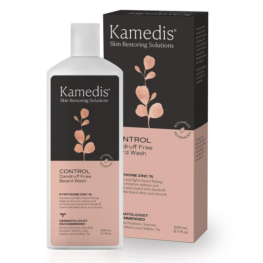 KAMEDIS Bartshampoo - 200 ml, Anti-Schuppen & Flocken, Männershampoo mit Pyrithion Zink & Salicylsäure, lindert Juckreiz & Hautirritationen