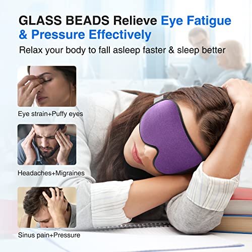 YFONG Gewichtete Schlafmaske, 3D Augenmaske mit Memory-Schaum zur Lichtblockierung, Druckentlastung, verstellbarer Riemen, für Reisen, Nickerchen, Yoga, Lila (120g)