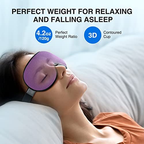 YFONG Gewichtete Schlafmaske, 3D Augenmaske mit Memory-Schaum zur Lichtblockierung, Druckentlastung, verstellbarer Riemen, für Reisen, Nickerchen, Yoga, Lila (120g)