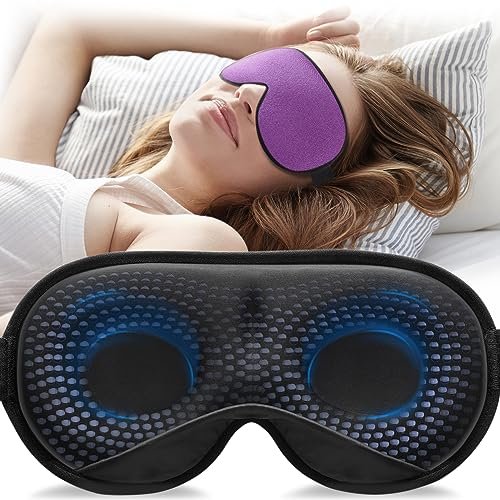 YFONG Gewichtete Schlafmaske, 3D Augenmaske mit Memory-Schaum zur Lichtblockierung, Druckentlastung, verstellbarer Riemen, für Reisen, Nickerchen, Yoga, Lila (120g)