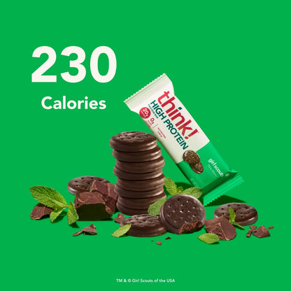 think! Proteinriegel – Dünne Minz-Girl-Scouts-Geschmack, glutenfrei, koscher, 10er-Pack (2,1 Unzen pro Riegel)