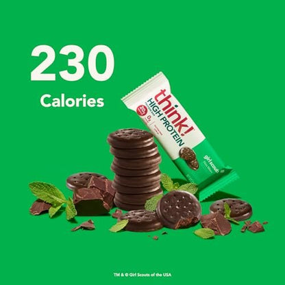 think! Proteinriegel – Dünne Minz-Girl-Scouts-Geschmack, glutenfrei, koscher, 10er-Pack (2,1 Unzen pro Riegel)