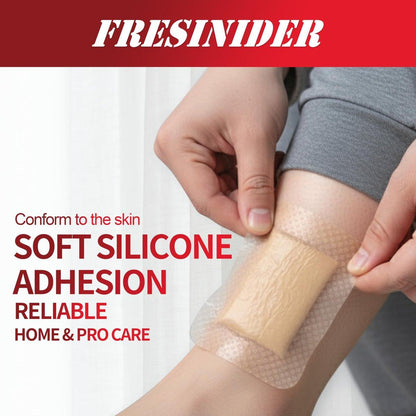 FRESINIDER Silikon-Schaumverband mit Kleberand – Wundverband – Silikon-Schaumstoff-Pad – 10er-Pack – 7,5 x 7,5 cm große wasserdichte Bandagen – Selbstklebende Wundversorgung