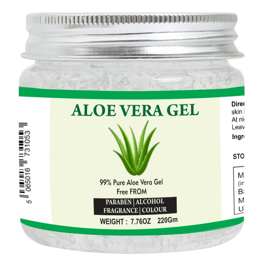 Raslok Aloe Vera Gel | 99% Reines Naturliches Aloe Gel | Feuchtigkeitsspendend für Gesicht, Haut & Haare | Pflegend, Beruhigend, Nicht Klebrig (220 ml)