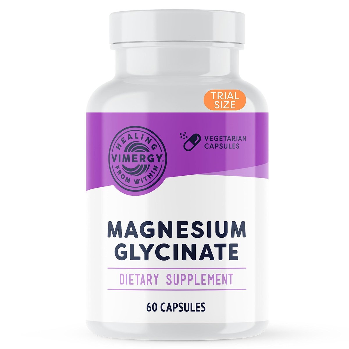 VIMERGY Magnesium Glycinat – Stressunterstützung – Chelatiert zur Vermeidung von Magenbeschwerden* – Fördert Herzgesundheit & Energie* – Koscher, Vegan, Glutenfrei – 60 Kapseln
