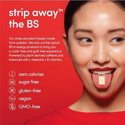ZENERGY Energy Oral Strips Minze – 40 mg Koffein + 30 mg L-Theanin + 100% Vitamin B6 & B12 | 0 Zucker, 0 Kalorien, 0 Gluten, 0 Aspartam, Vegan, Pflanzlich, Sofortwirkung | 1 Dose = 30 Streifen