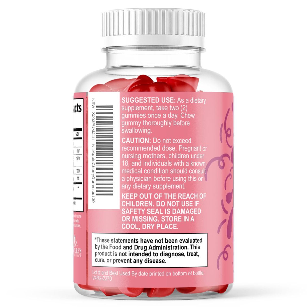 Apfelessig Gummies 1000 mg pro Portion - Zuckerfrei ACV Gummies Vitaminpräparat - Vitamin B12 & B6 für Energie - Verdauung, Entgiftung & Reinigung Unterstützung, Vegan, Glutenfrei, Nicht-GVO - 120 Gummies