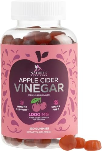 Apfelessig Gummies 1000 mg pro Portion - Zuckerfrei ACV Gummies Vitaminpräparat - Vitamin B12 & B6 für Energie - Verdauung, Entgiftung & Reinigung Unterstützung, Vegan, Glutenfrei, Nicht-GVO - 120 Gummies