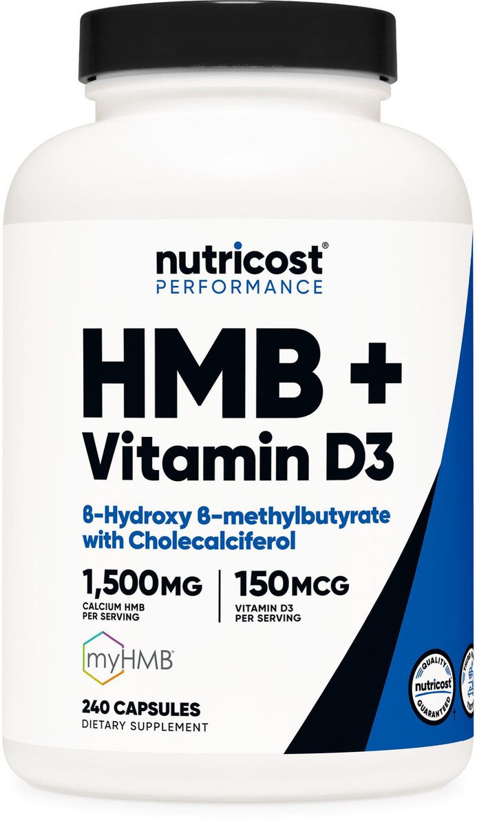 Nutricost HMB (1500 mg) und Vitamin D3 (6000 IE) Kapseln - 240 Kapseln, 80 Portionen - Glutenfrei und Nicht-GVO