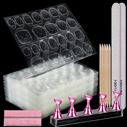 Teenitor 20 Blatt Nagelklebepads mit Ständer für Press-On-Nägel, doppelseitige Klebeaufkleber, Haftetiketten für Nägel mit Feile