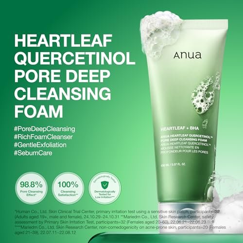 ANUA Heartleaf Quercetinol Pore Deep Cleansing Foam – Porenreinigender Gesichtswaschschaum mit BHA, 150 ml