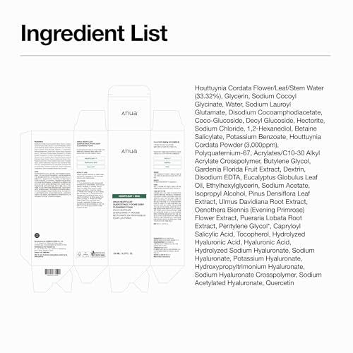 ANUA Heartleaf Quercetinol Pore Deep Cleansing Foam – Porenreinigender Gesichtswaschschaum mit BHA, 150 ml
