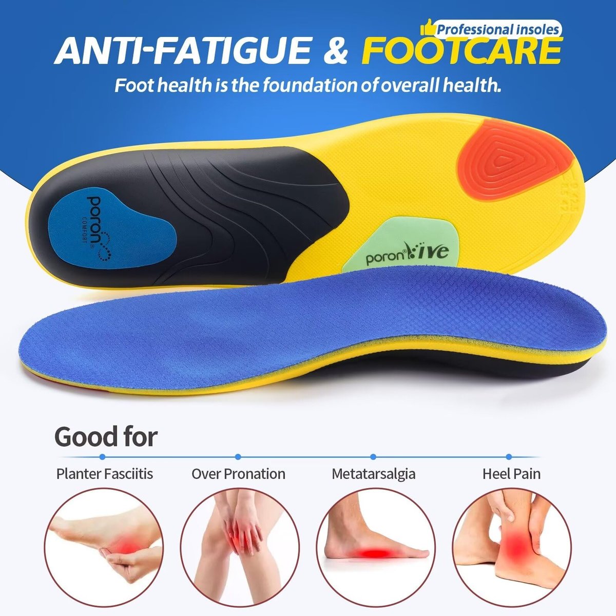 TANSTC Einlagen bei Plantarfasziitis für Männer und Frauen – Mittlere Fußgewölbeunterstützung, Stoßdämpfung, Schmerzlinderung bei Plattfüßen, für Arbeitsschuhe, XL (Herren 10-12 / Damen 12-14)