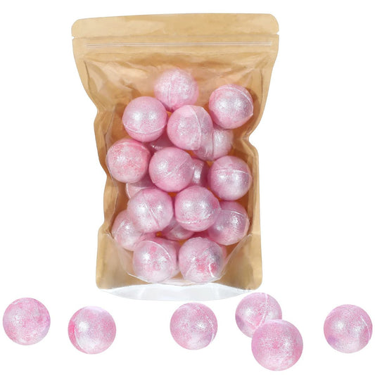 Demissle 20 Stück 0,53 oz Badebomben Mini Badebälle für Frauen Entspannende Erfrischende Badebomben Geschenkset mit Glitzer für Blubberbad (Pink)