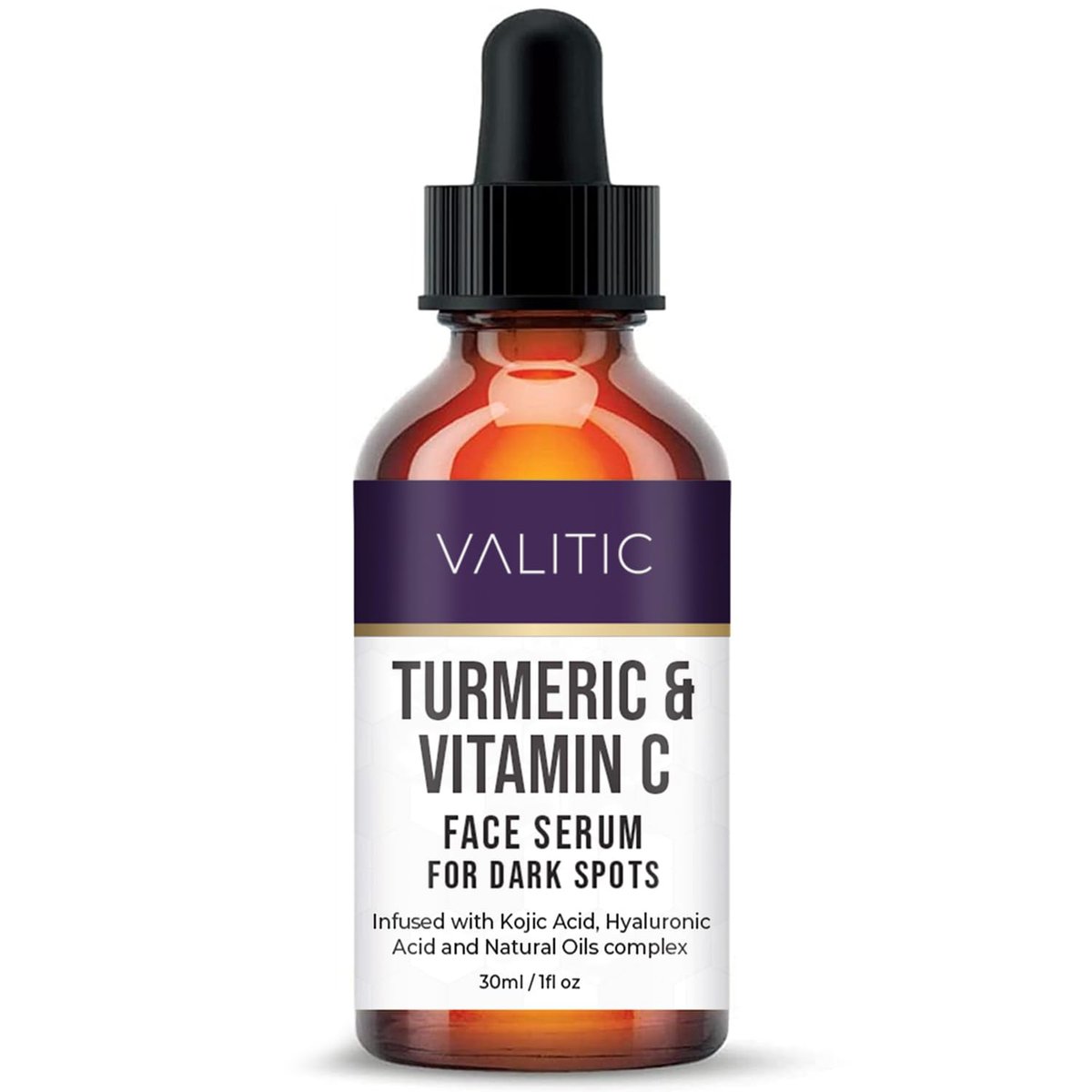 VALITIC Vitamin C Serum – Anti-Aging & Dunkelheitsentferner für das Gesicht, Hautpflege mit Niacinamid, Hyaluronsäure, Kollagen, Kojisäure, Kurkuma – Aufhellendes Gesichtsserum 30 ml