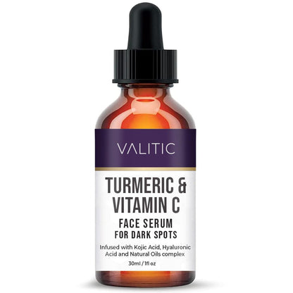 VALITIC Vitamin C Serum – Anti-Aging & Dunkelheitsentferner für das Gesicht, Hautpflege mit Niacinamid, Hyaluronsäure, Kollagen, Kojisäure, Kurkuma – Aufhellendes Gesichtsserum 30 ml